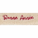 BONNET EN JEANS AVEC FOURRURE ET BRODERIE BONNE ANNEE