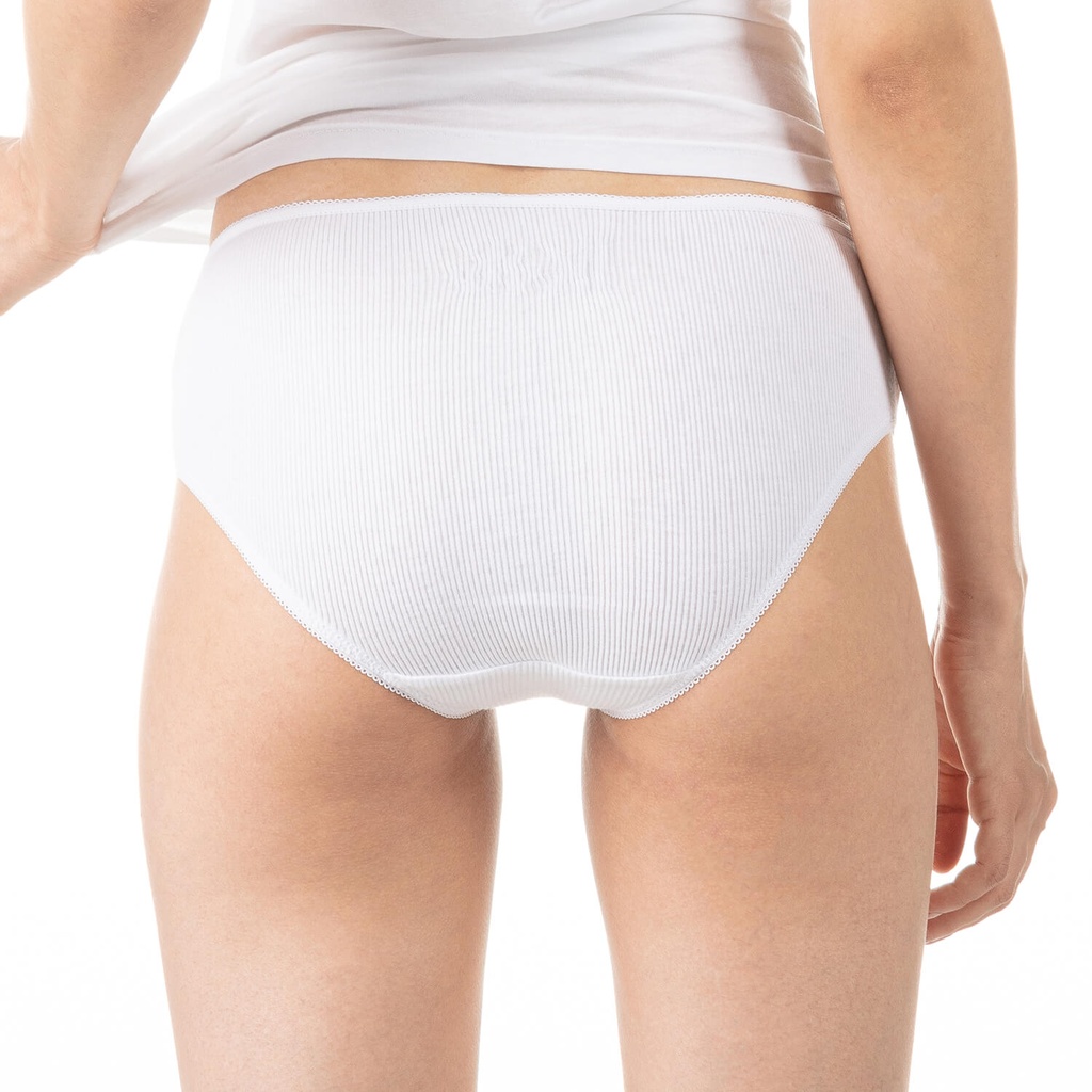 Lot de 2 slips côtelées taille mi-haute femme en coton pur
