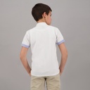 Polo garçon col mao manches courtes détail chaine et trame avec broderie