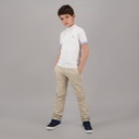 Polo garçon col mao manches courtes détail chaine et trame avec broderie