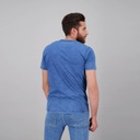T-shirt homme manches courtes indigo délavé avec broderie