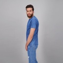 T-shirt homme manches courtes indigo délavé avec broderie