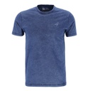 T-shirt homme manches courtes indigo délavé avec broderie