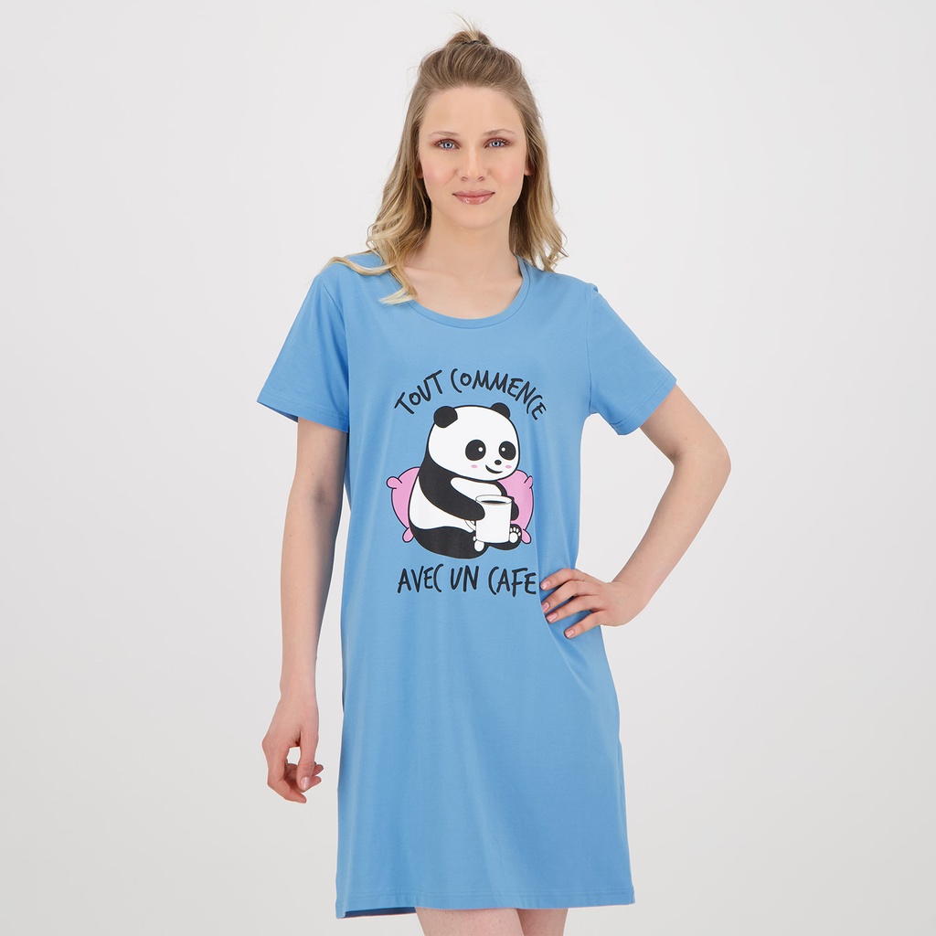Robe de pyjama femme TOUT COMMENCE AVEC UN CAFE