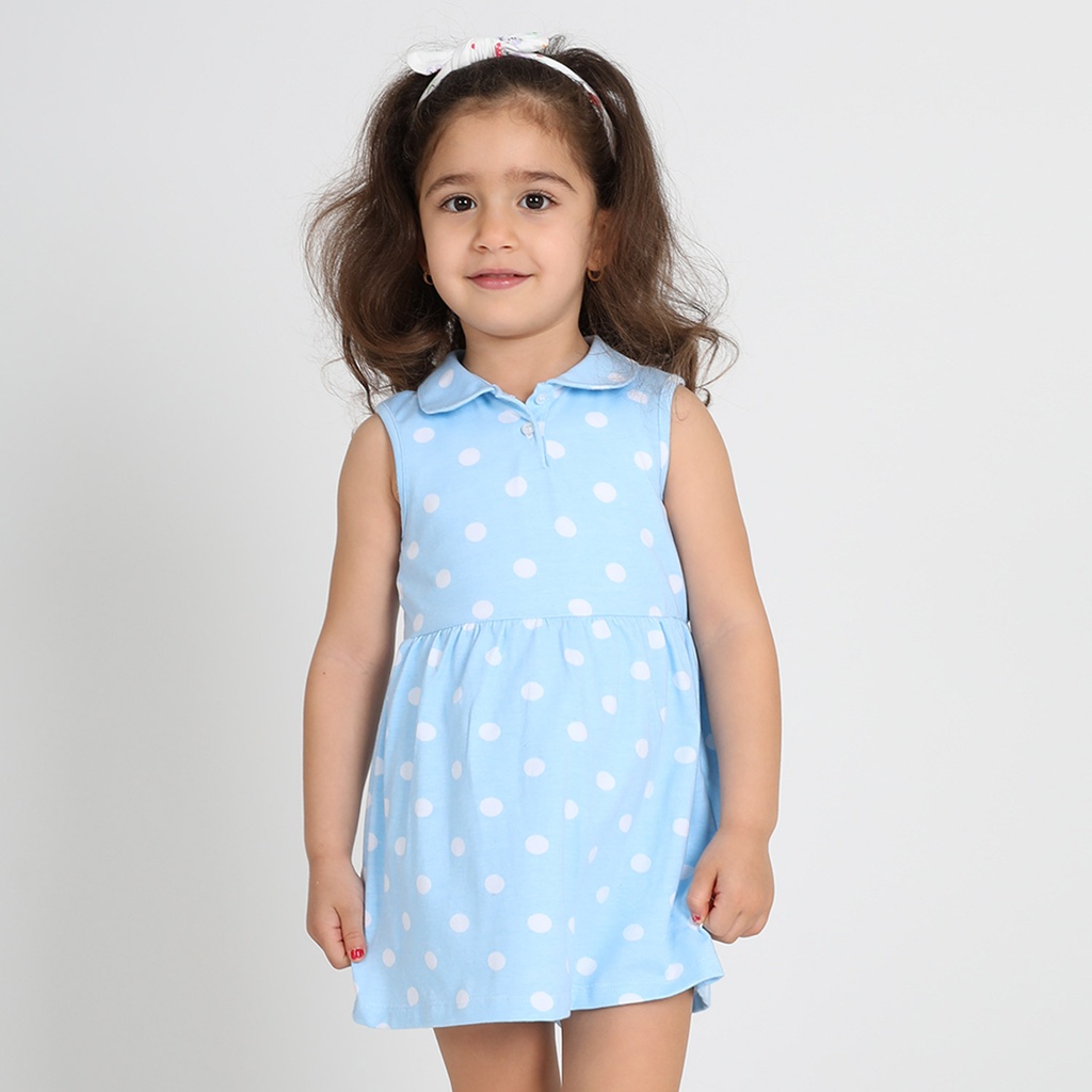 Robe polo bébé col claudine imprimé a pois
