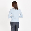 T-shirt côtelé femme manches longues col v avec patte de boutonnage