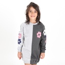 Robe sweat fille bi-couleur FLEURS
