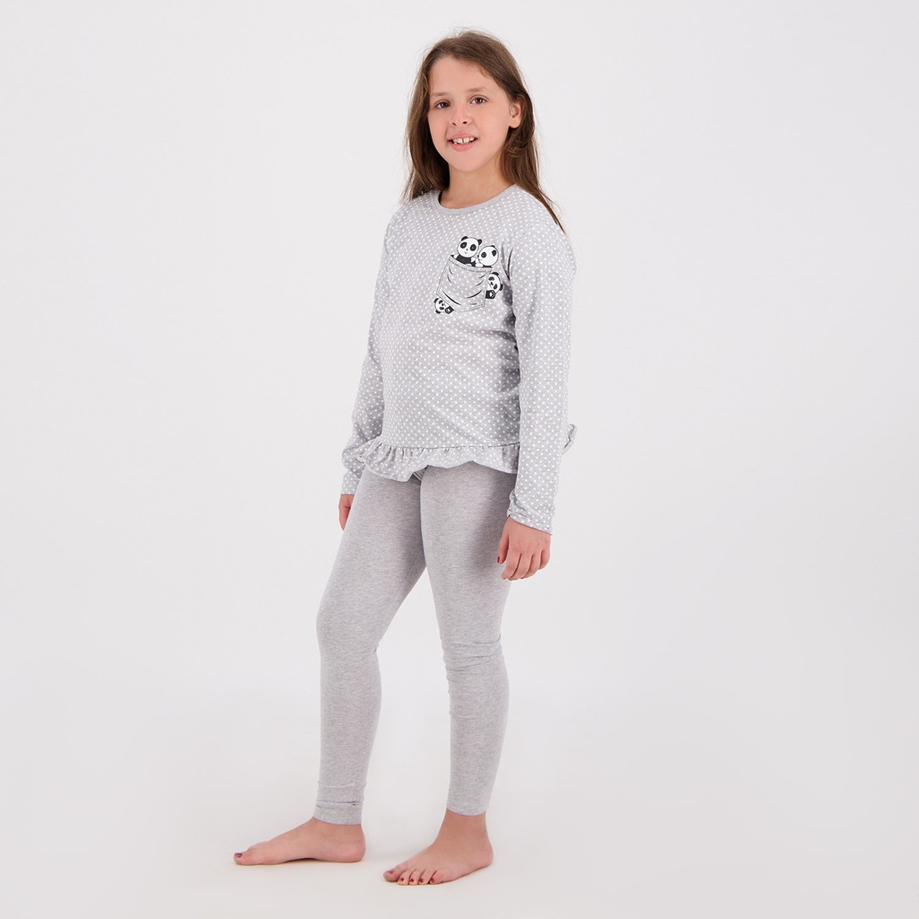 Pyjama fille manches longues avec volant PANDA