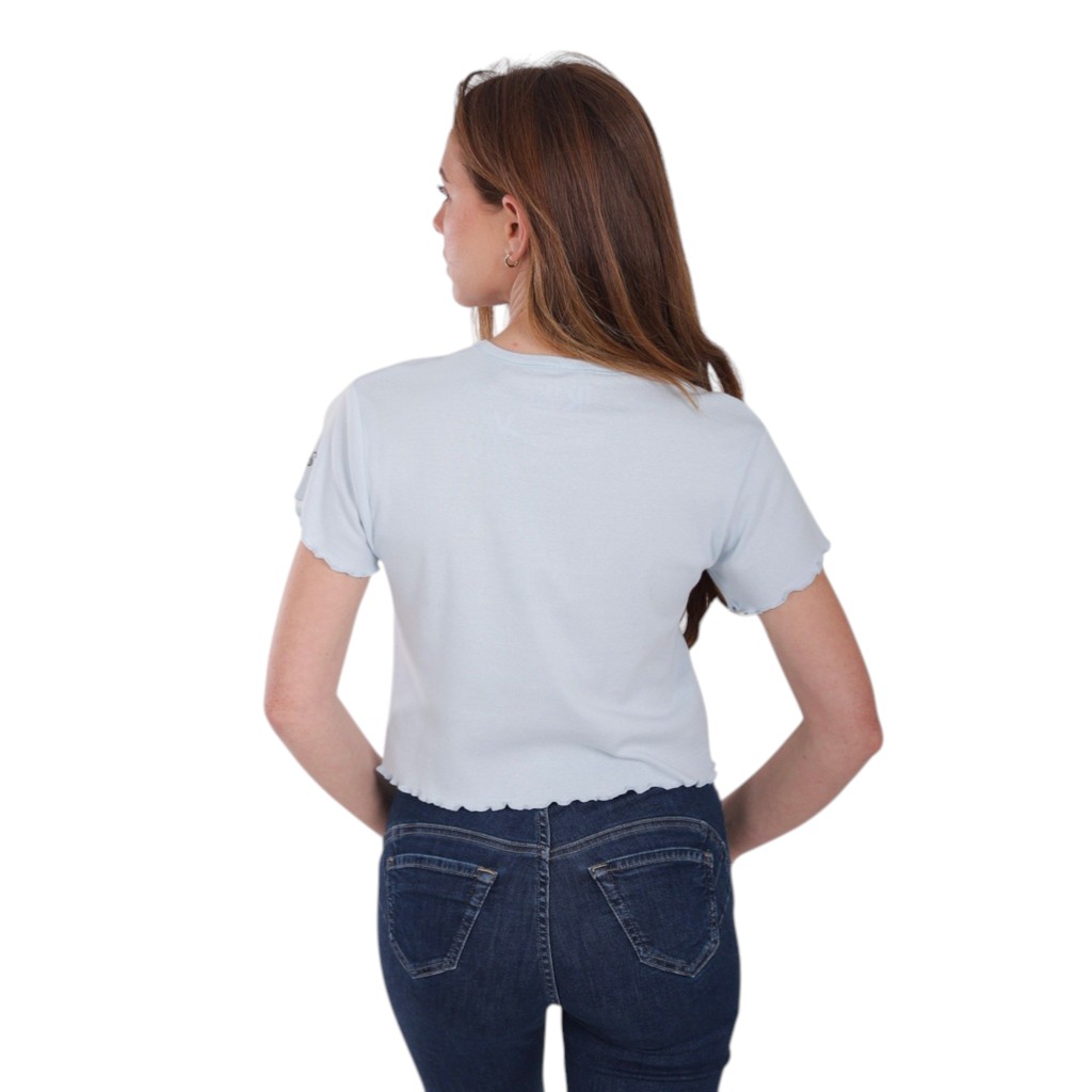 T-shirt crop côtelé femme manches courtes YOU LOOK تحفة TODAY