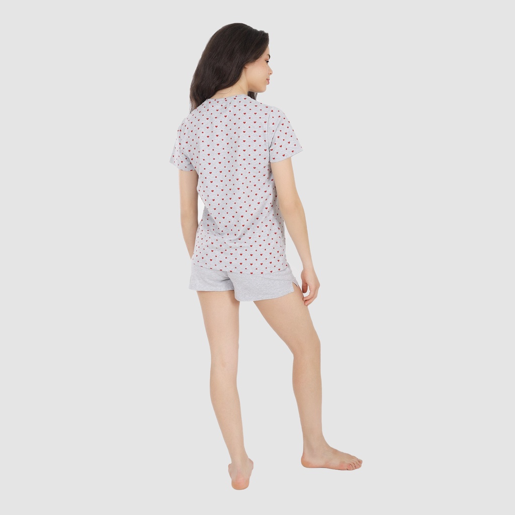 Ensemble femme manches courtes et cycliste imprimé cœur