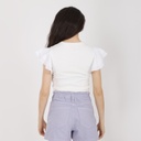 T-shirt côtelé femme manches à volant en chaine et trame