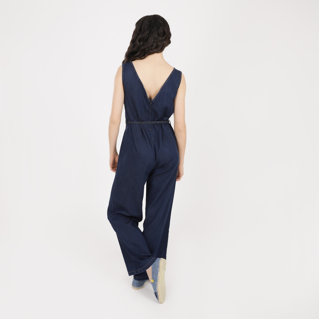 Combinaison col V femme en jeans - TAMARA