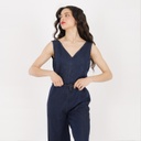 Combinaison col V femme en jeans - TAMARA