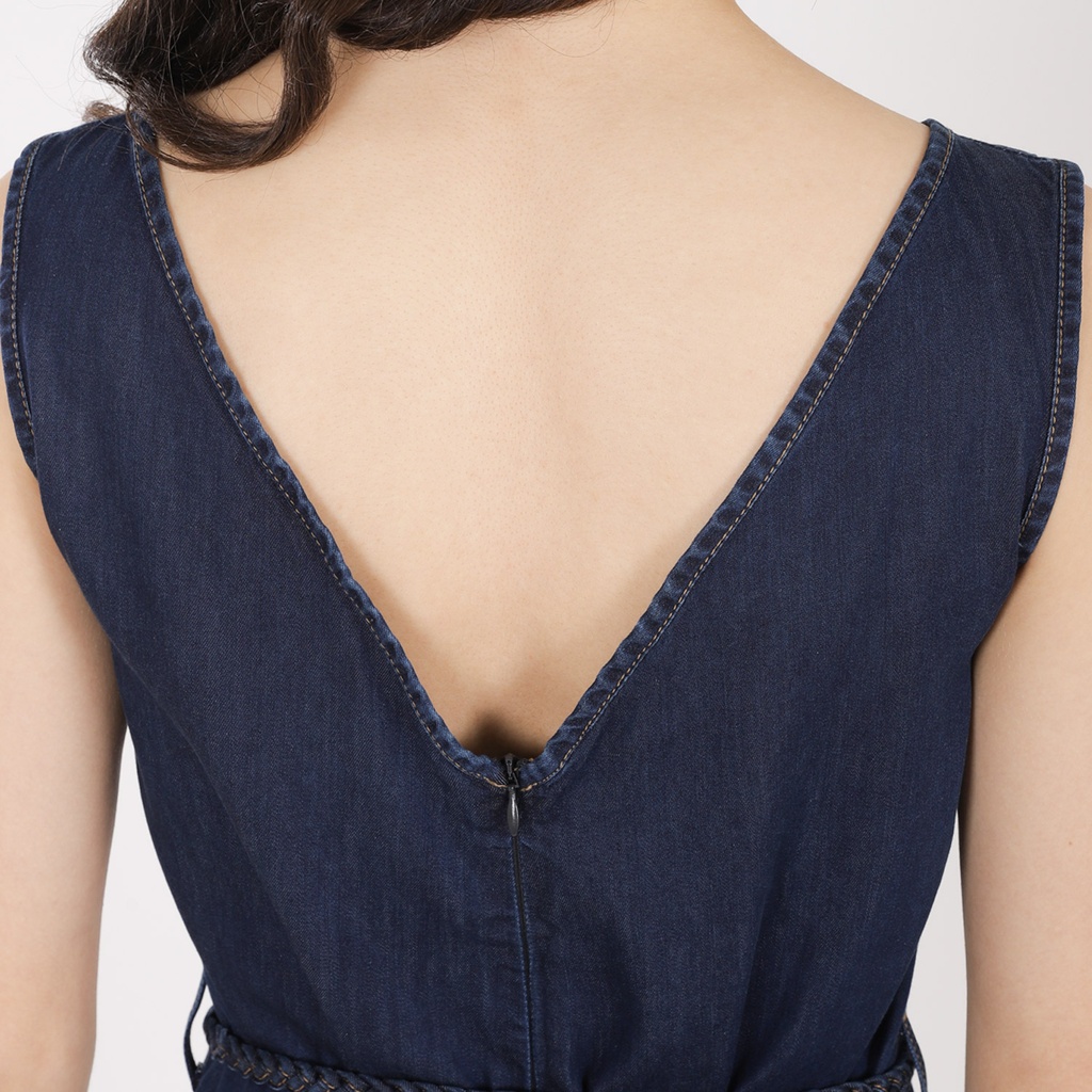 Combinaison col V femme en jeans - TAMARA