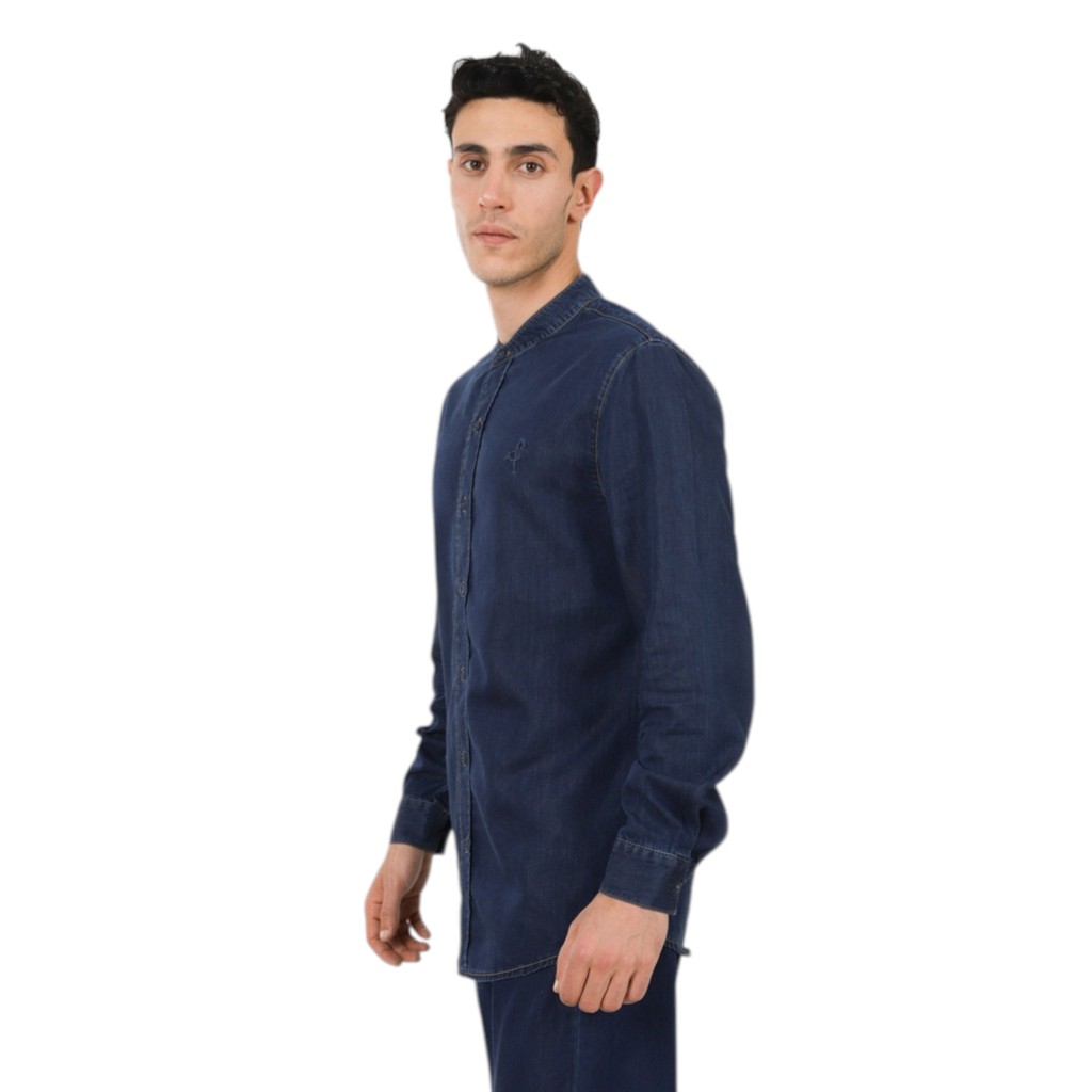 Chemise col tunisien homme en jeans - TAMIM