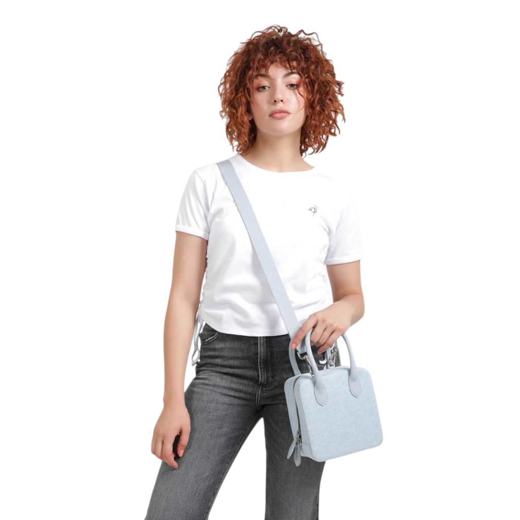 Sac carré en jeans avec bandoulière amovible - DONIA