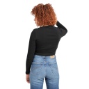 T-shirt crop côtelé femme manches longues avec flat lock