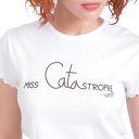 T-shirt crop côtelé femme manches courtes MISS CATASTROPHE