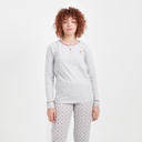 Pyjama femme manches longues avec patte boutonnée et pipping