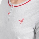 Pyjama femme manches longues avec patte boutonnée et pipping
