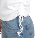 T-shirt côtelé femme manches courtes avec cordon de serrage