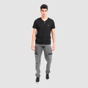 T-shirt homme manches courtes col tunisien avec broderie
