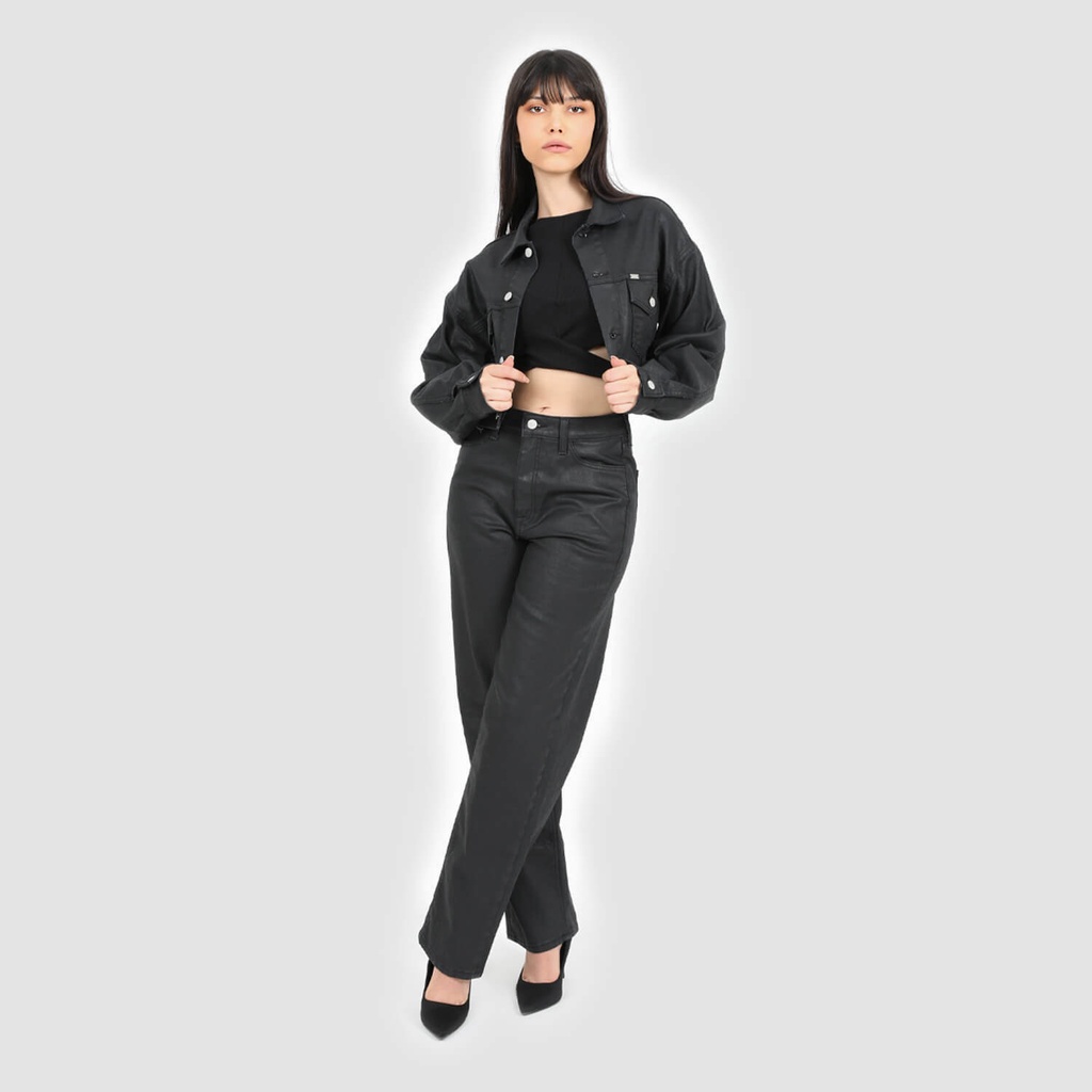 Straight jeans femme effet cuir -SARRA
