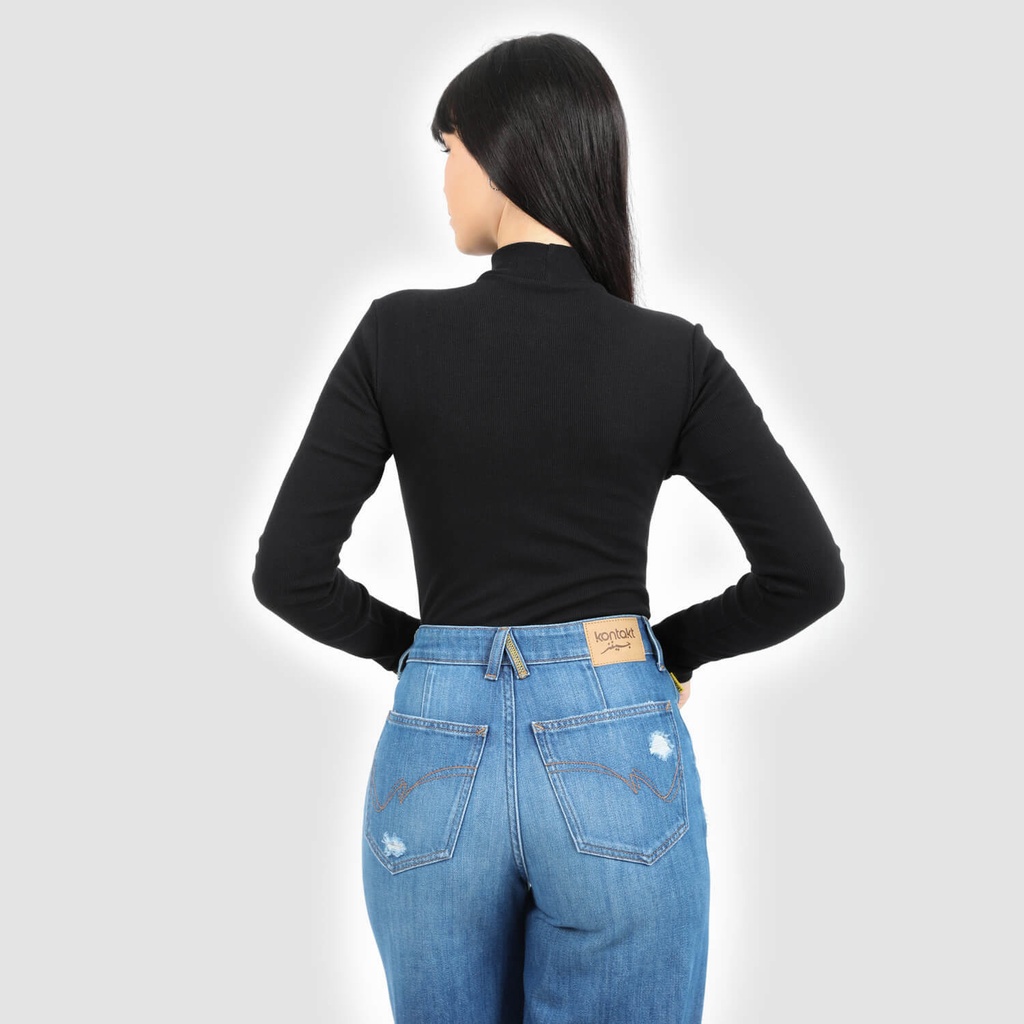 Body côtelé femme manches longues avec détail cut out