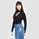 Body côtelé femme manches longues avec détail cut out