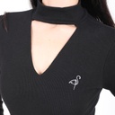Body côtelé femme manches longues avec détail cut out