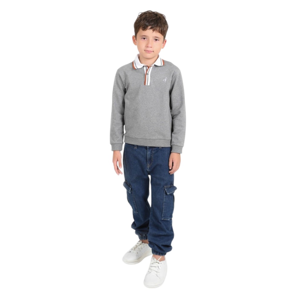 Sweat polo garçon avec broderie