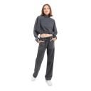 Sweat crop délavé femme col cheminé