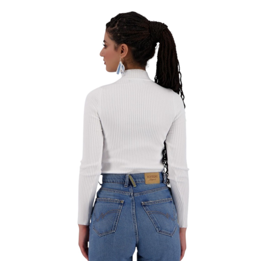 Body femme col cheminé en maille fine