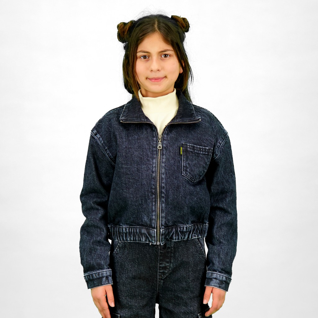 Zipped cropped jacket fille avec bas élastique