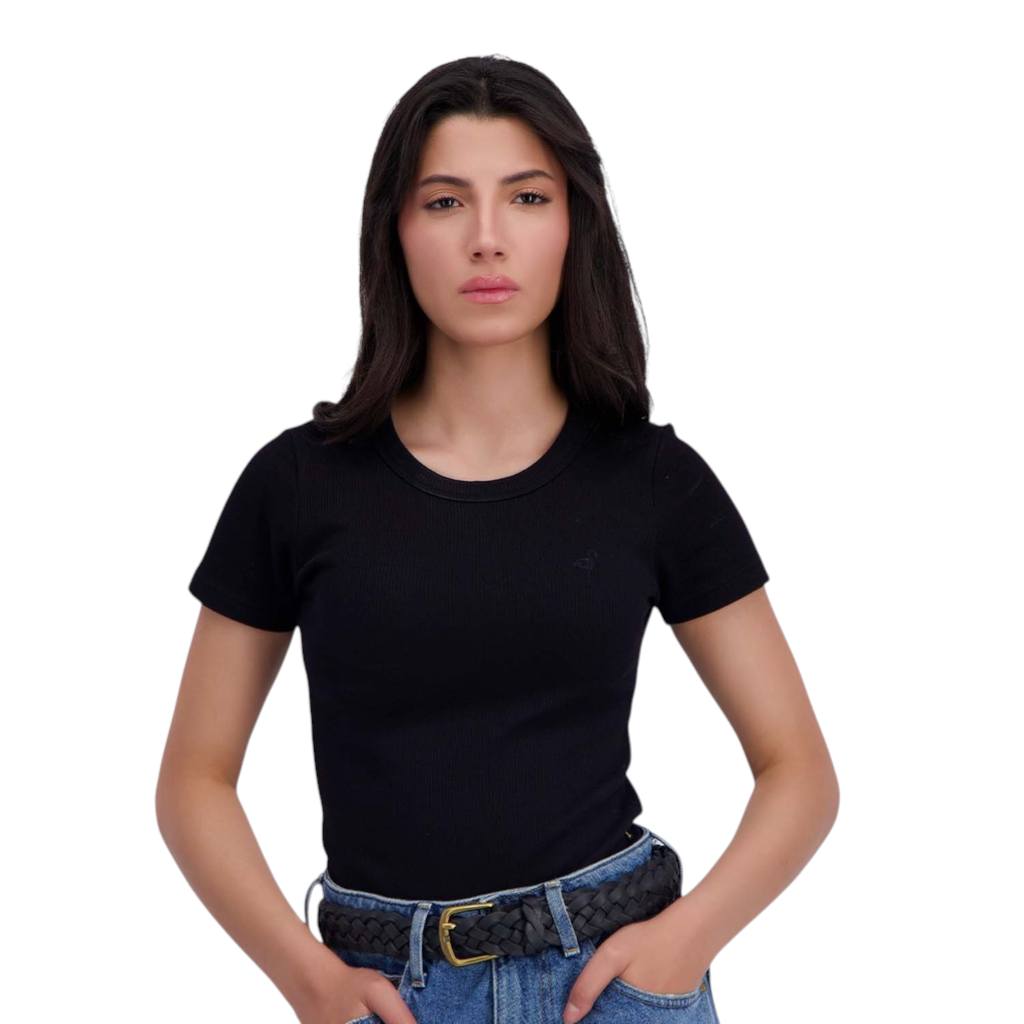 T-shirt côtelé sur taille femme manches courtes