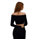 Top côtelé femme manches longues croisé