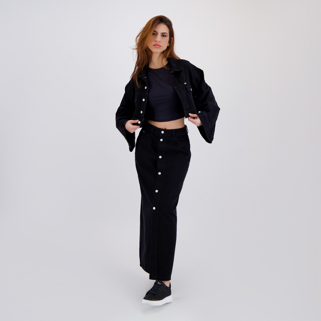 Cropped jacket femme avec manches larges en jeans - KINDA