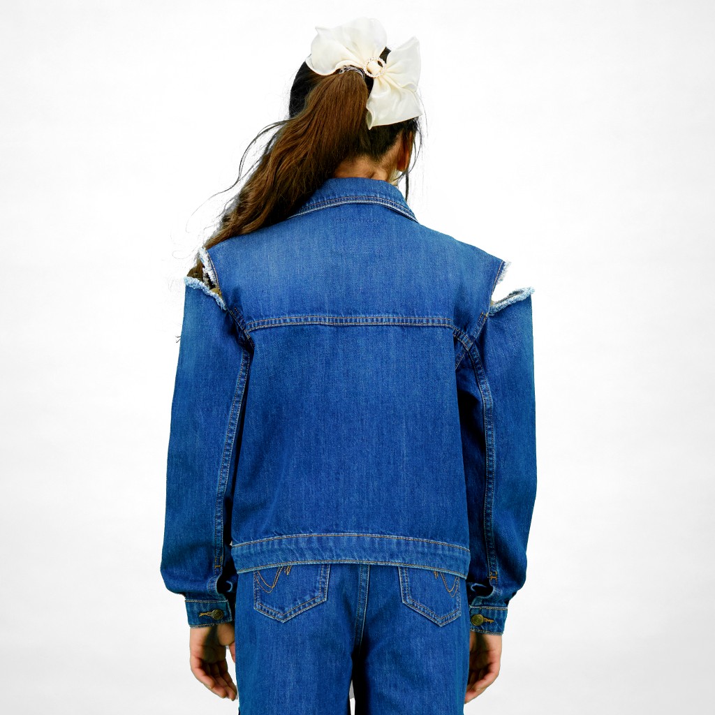 Regular jacket avec épaules denudées en jeans