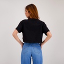 Sweat cropped femme manches courtes avec broderie