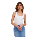 Body femme col carré sans manches avec broderie