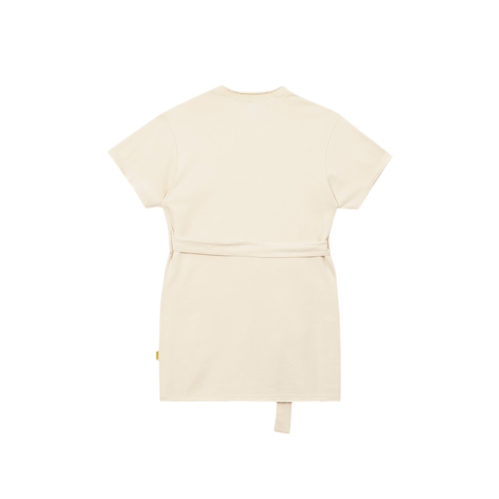 Robe femme manches courts avec ceinture à la taille et broderie