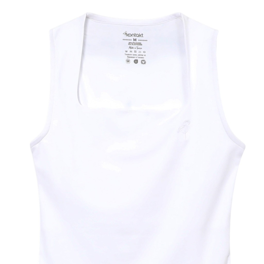 Body femme col carré sans manches avec broderie