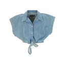 Chemise fille sans manches avec nœud en jeans