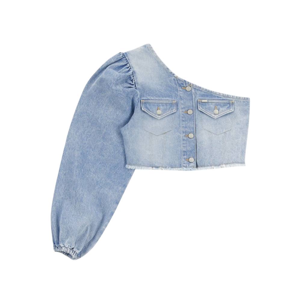 Top femme asymétrique en jeans - TAHIYA