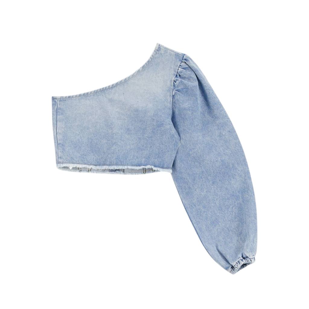 Top femme asymétrique en jeans - TAHIYA