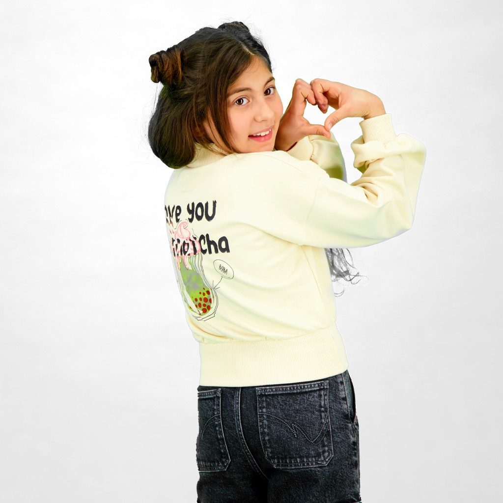 Sweat crop fille avec col cheminée