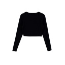 T-shirt crop côtelé femme manches longues avec flat lock