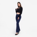T-shirt crop côtelé femme manches longues avec détail cut out