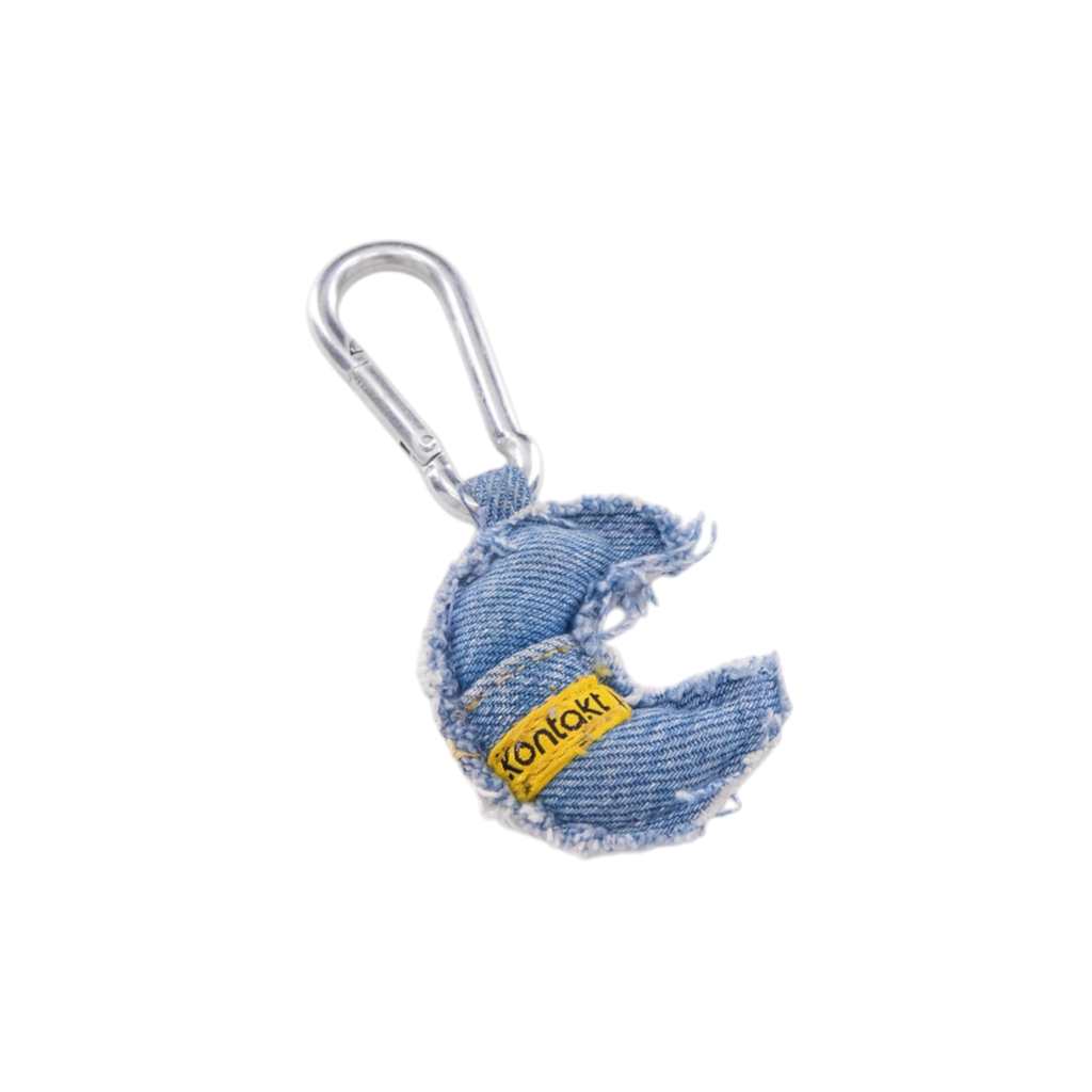 Porte clé unisexe demi lune en jeans
