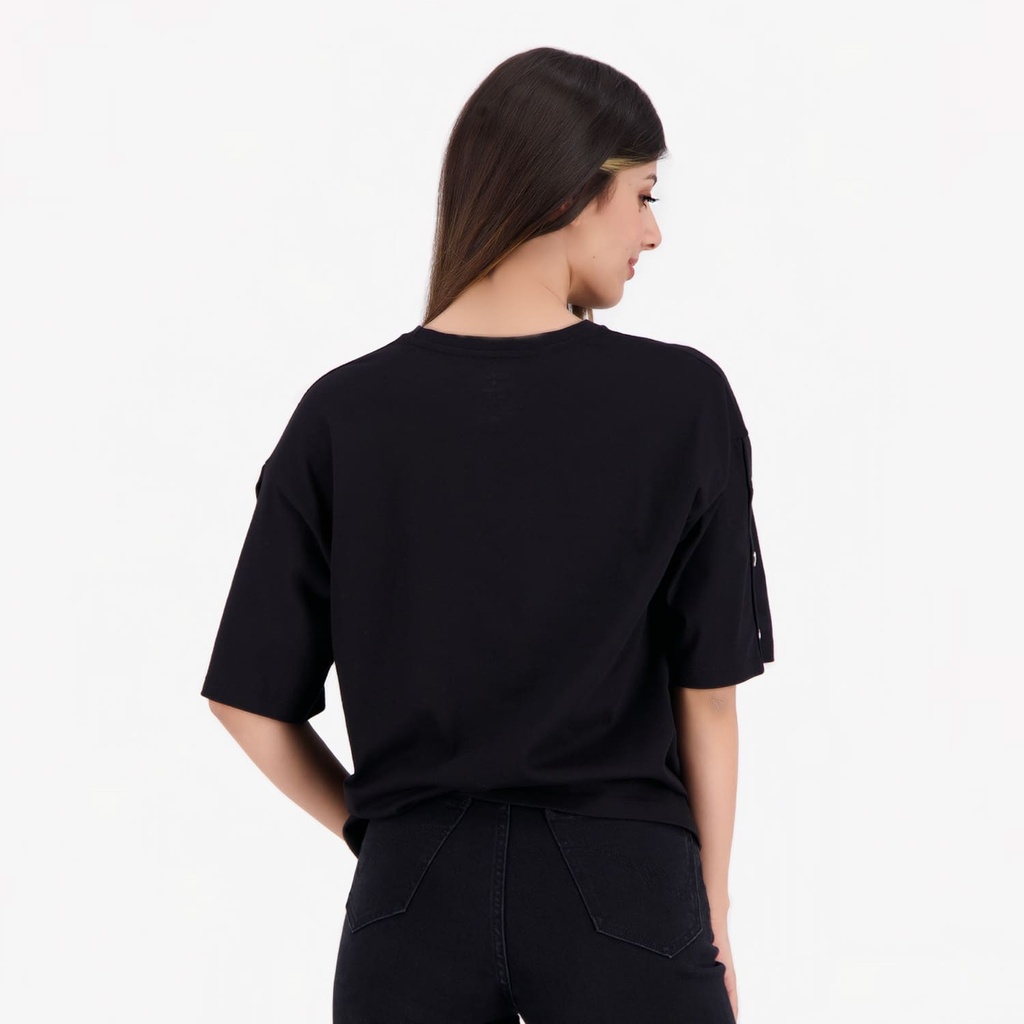 T-shirt femme manches courtes avec boutons pressions  فخار يكسر بعضو